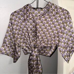 Zara Purple and Gold Patterned Blouse